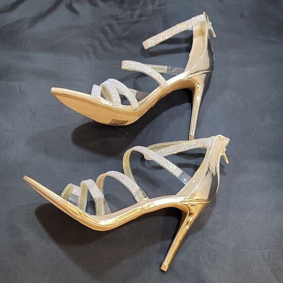 BRAND NEW ANNE KLEIN MULTI STRAP RHINESTONE HIGH HEEL STILETTO SANDAL G1 - Picture 10 of 15